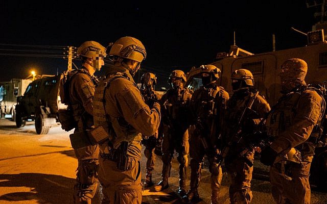 IDF soldiers operating in the West Bank, December 14, 2018 (IDF Spokesperson's Unit)