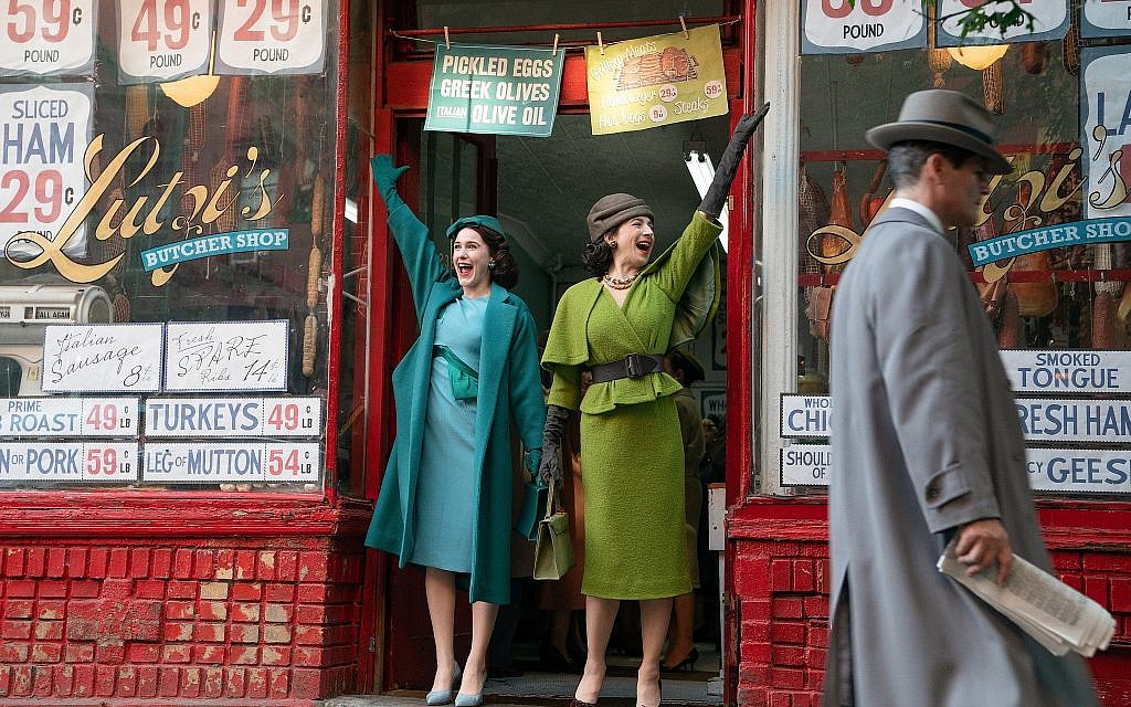 Actor Rachel Brosnahan plays Miriam 'Midge' Maisel (left) and Marin Hinkle plays her mother Rose Weissman in 'The Marvelous Mrs. Maisel,' now in its second season. (courtesy Amazon Prime)