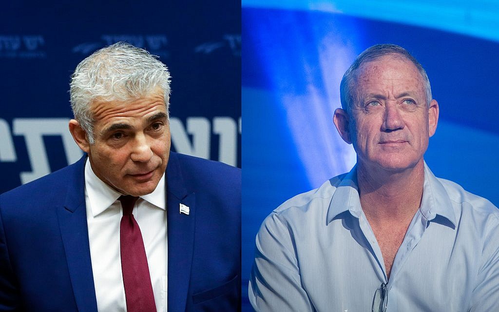 Yesh Atid's Yair Lapid, left, and former IDF chief of staff Benny Gantz, right. (Flash90)