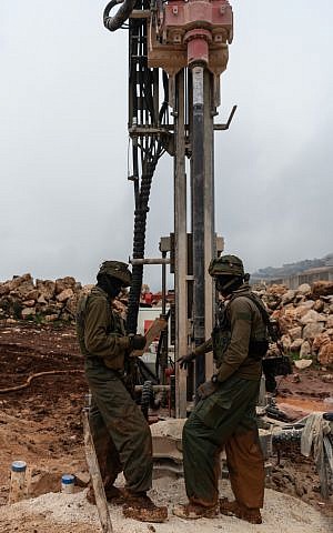 IDF troops uncover a tunnel leading into Israeli territory from southern Lebanon, which Israel says was dug by the Hezbollah terror group, on December 11, 2018. (Israel Defense Forces)