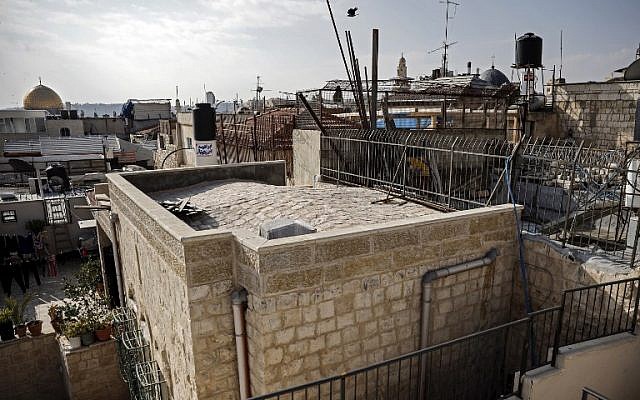 A view of the roof of a Palestinian house in the Muslim Quarter of the Old City of Jerusalem which was bought by Jewish Israelis, December 4, 2018. (THOMAS COEX/AFP)