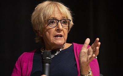 Margaret Hodge speaks during the Jewish Labour Movement Conference in London, September 2, 2018. (Dan Kitwood/Getty Images/via JTA)