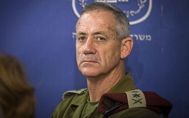 In this photo from July 31, 2014, then-IDF chief of staff Lt. Gen. Benny Gantz attends a cabinet meeting at the Defense Ministry in Tel Aviv. (AP Photo/Dan Balilty, Pool, File)