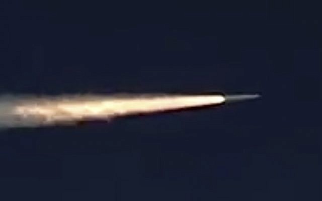 In this photo made from the footage taken from Russian Defense Ministry official web site on Sunday, March 11, 2018, a Russia's Kinzhal hypersonic missile flies during a test in southern Russia (AP Photo/ Russian Defense Ministry Press Service)
