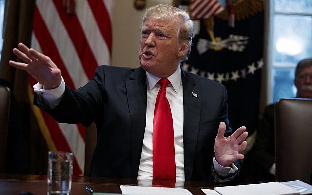 US President Donald Trump speaks during a cabinet meeting at the White House, January 2, 2019, in Washington. (Evan Vucci/AP)