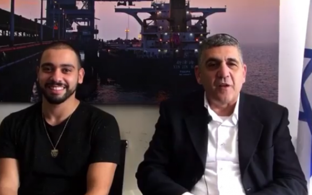 Hebron shooter Elor Azaria (left) alongside Likud MK Yaron Mazuz (Facebook video screenshot)