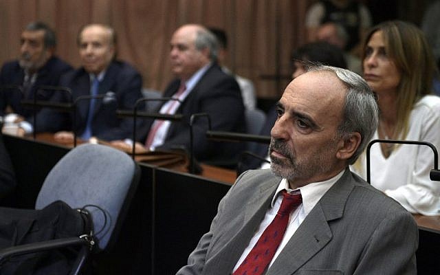 Argentine former federal judge Juan Jose Galeano looks on before being found guilty during his trial over accusations of attempting to block the 1994 AMIA bombing investigation, in Buenos Aires, on February 28, 2019. (Juan Mabromata/AFP)