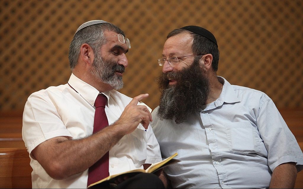 Otzma Yehudit party leaders Michael Ben Ari, left, and Baruch Marzel, in 2012. (Yoav Ari Dudkevitch/Flash90/via JTA)