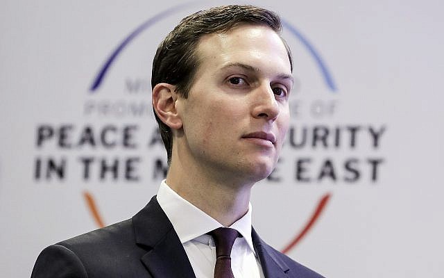 White House Senior Adviser Jared Kushner at a conference on Peace and Security in the Middle East in Warsaw, Poland, on February 14, 2019. (AP Photo/Michael Sohn)