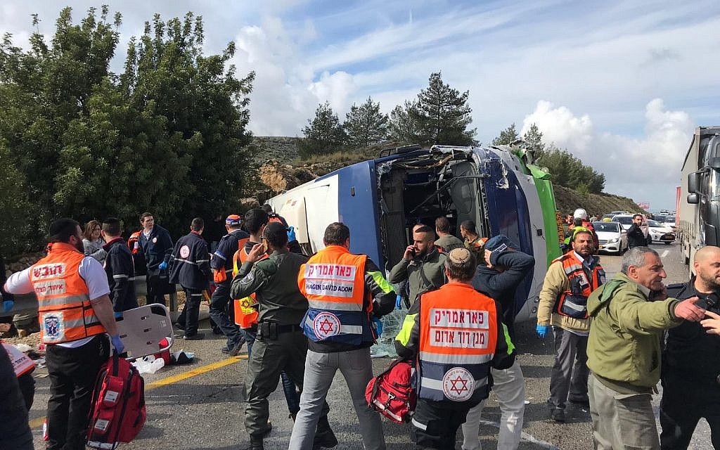 Two Killed 41 Injured As Bus Overturns On Highway Near Jerusalem