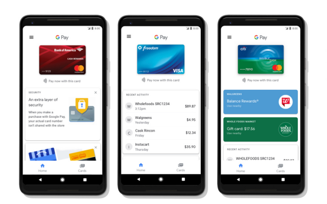 Illustrative: Google Pay screens on an Android phone. (Google website)