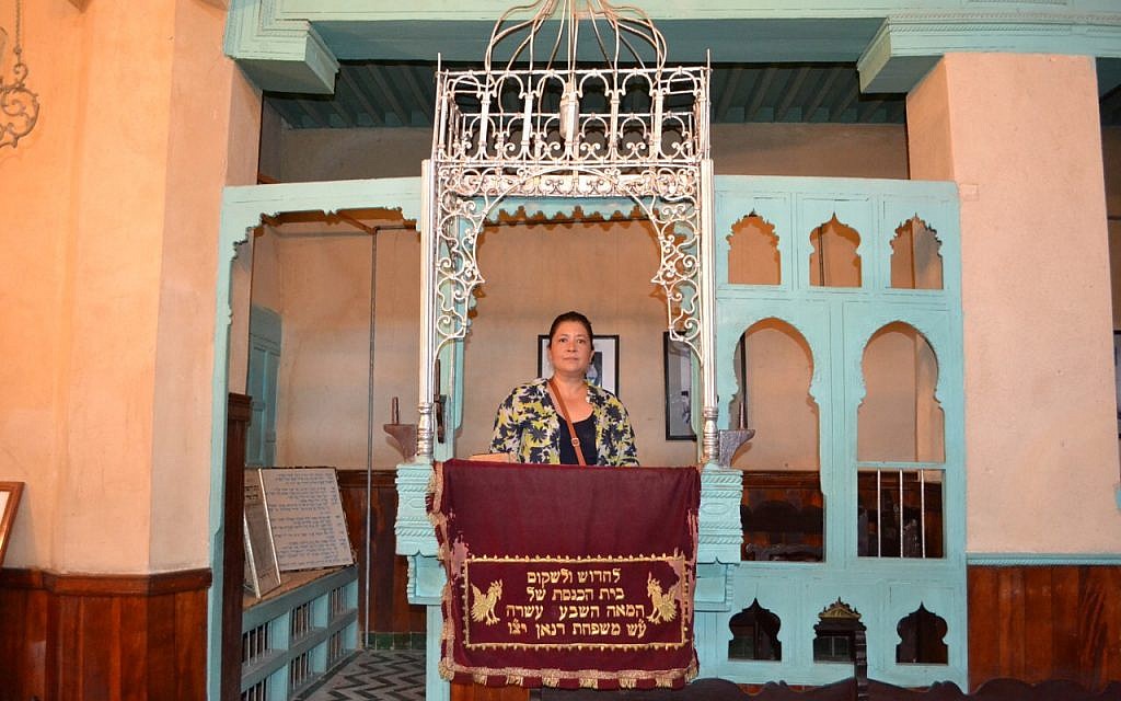 Blanca Carrasco on a visit to a Sephardi synagogue in Fez, Morocco. (Courtesy)