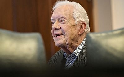 Former President Jimmy Carter pictured before a book signing Wednesday, April 11, 2018, in Atlanta. (AP/John Amis)