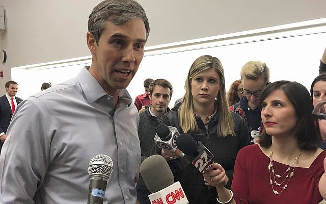 In this Feb. 15, 2019, file photo Beto O'Rourke tells reporters he plans to make a decision soon on whether to get in the race for president in Madison, Wisconsin. (AP Photo/Scott Bauer)