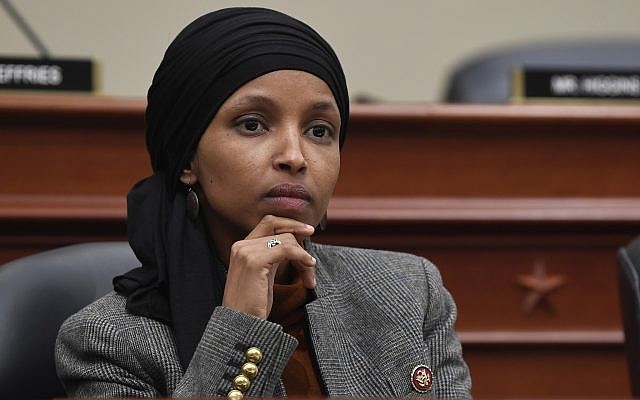 Rep. Ilhan Omar, Democrat-Minnesota, in the House Budget Committee on Capitol Hill in Washington, March 12, 2019. (Susan Walsh/AP)