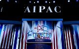 US Secretary of State Mike Pompeo speaks at the 2019 American Israel Public Affairs Committee (AIPAC) policy conference, at Washington Convention Center, in Washington, March 25, 2019. (Jose Luis Magana/AP)
