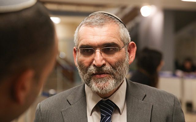 Michael Ben Ari, from the Otzma Yehudit party, seen outside the elections committee, on February 21, 2019. (Yonatan Sindel/Flash90)