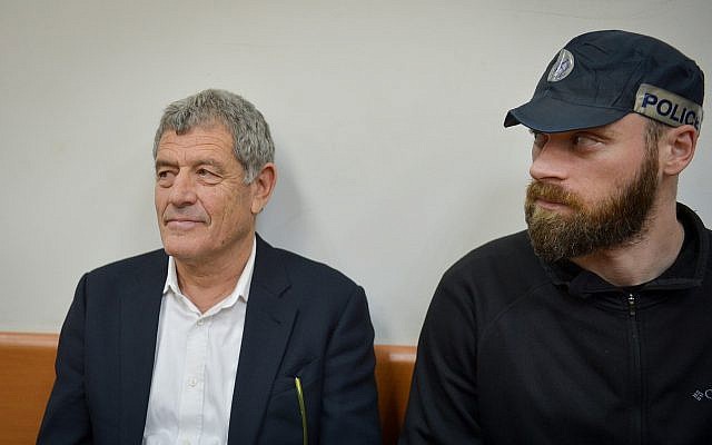 Miki Ganor, arrested in the submarine affair also known as  'Case 3000,' appears at Rishon Lezion Magistrate's Court, March 20, 2019 (Flash90)
