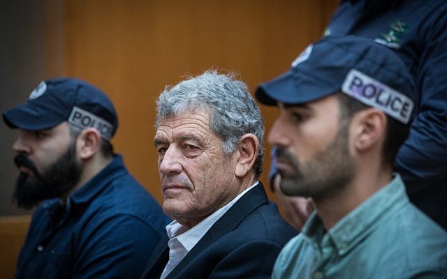 Israeli businessman Miki Ganor, arrested in the submarine affair known as "Case 3000," at a hearing at the Supreme Court in Jerusalem on March 22, 2019. (Yonatan Sindel/Flash90)