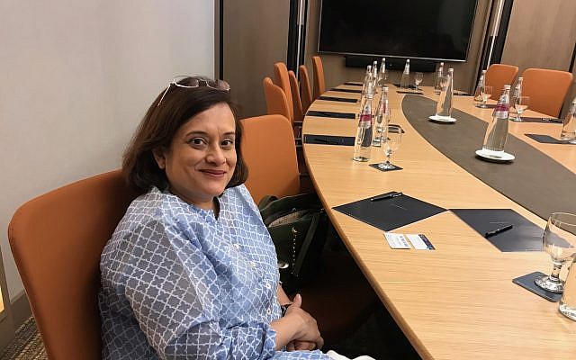 Debjani Ghosh, the president of the National Association of Software and Services Companies (NASSCOM), a trade association of Indian technology companies, during a visit to Israel, March 6, 2019 (Shoshanna Solomon/Times of Israel)