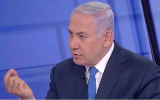Prime Minister Benjamin Netanyahu is interviewed by Israeli's Channel 12 news at the network's studio on March 23, 2019. (Screen capture: Channel 12)