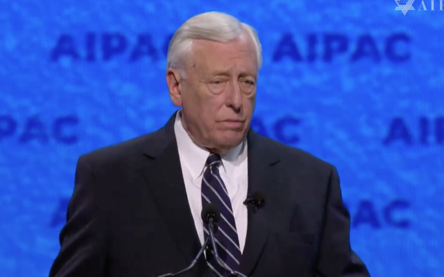 Steny Hoyer speaks at the AIPAC policy conference, March 24, 2019 (AIPAC screenshot)