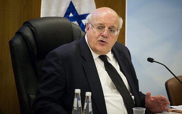 Justice Hanan Meltzer, chairman of the Central Elections Committee attends a committee meeting at the Knesset on April 3, 2019. (Yonatan Sindel/Flash90)