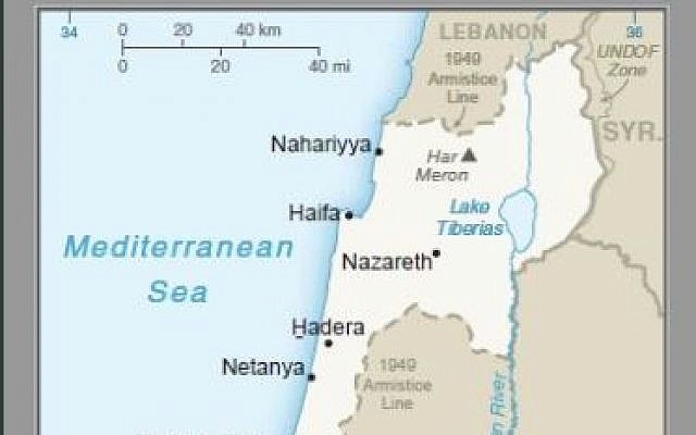 Part of a map published by the US on April 16, 2019, that for the first time shows the Golan Heights as Israeli territory. (screencapture)
