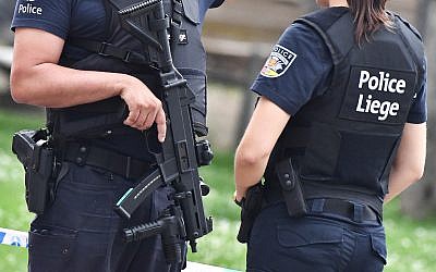 Illustrative: Belgian police in the city of Liege, May 29, 2018. (AP Photo/Geert Vanden Wijngaert)