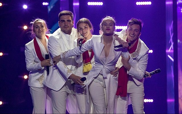 The singing group D Mol from Montenegro at their first rehearsal May 4, 2019 in Tel Aviv for the 2019 Eurovision Song Contest.  (Andres Putting, EBU)