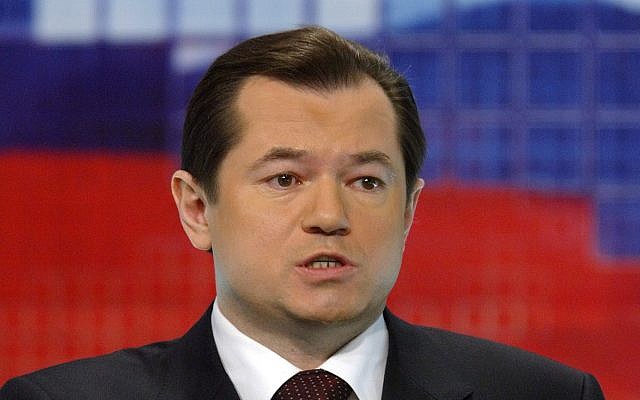 In this file photo, Feb. 18, 2004, presidential candidate Sergey Glazyev speaks at a Russian TV channel 1 studio in Moscow. (AP Photo/Sergey Ponomarev, File)