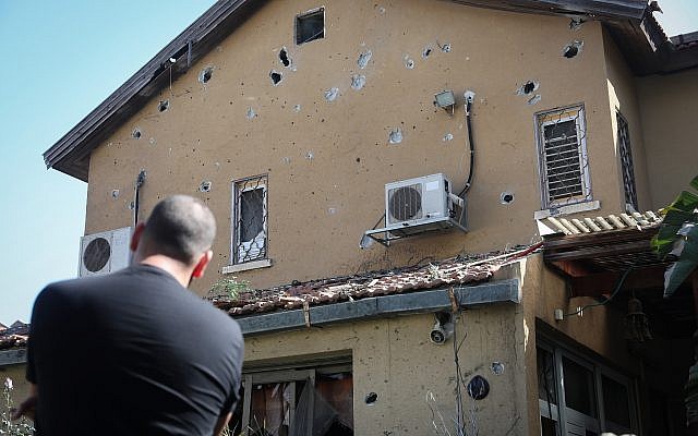 The house of Moshe Agadi, 58, killed from shrapnel wounds after his house was hit by a rocket fired from the Gaza Strip in Ashkelon, southern Israel on May 5, 2019. (Noam Rivkin Fenton/Flash90)