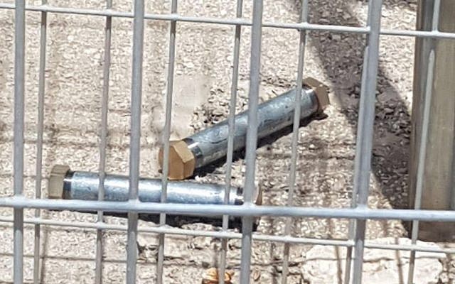 Two pipe bombs a Palestinian suspect alleged tried to smuggle into the Samaria military courthouse, May 30, 2019. (Israel Police)