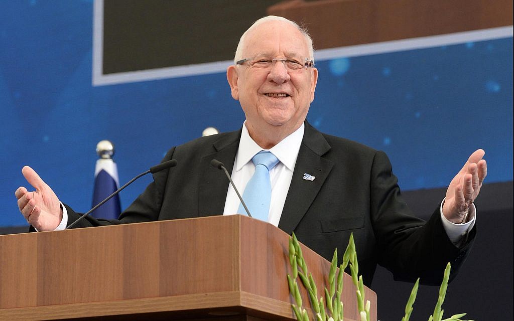 President Reuven Rivlin speaks during an Independence Day event at his official residence in Jerusalem on May 9, 2019. (Haim Zach/GPO)