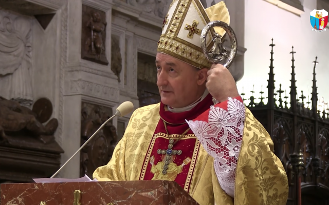 Polish Bishop Andrzej Jeż gives an address in March 2018. (Screen capture/YouTube)
