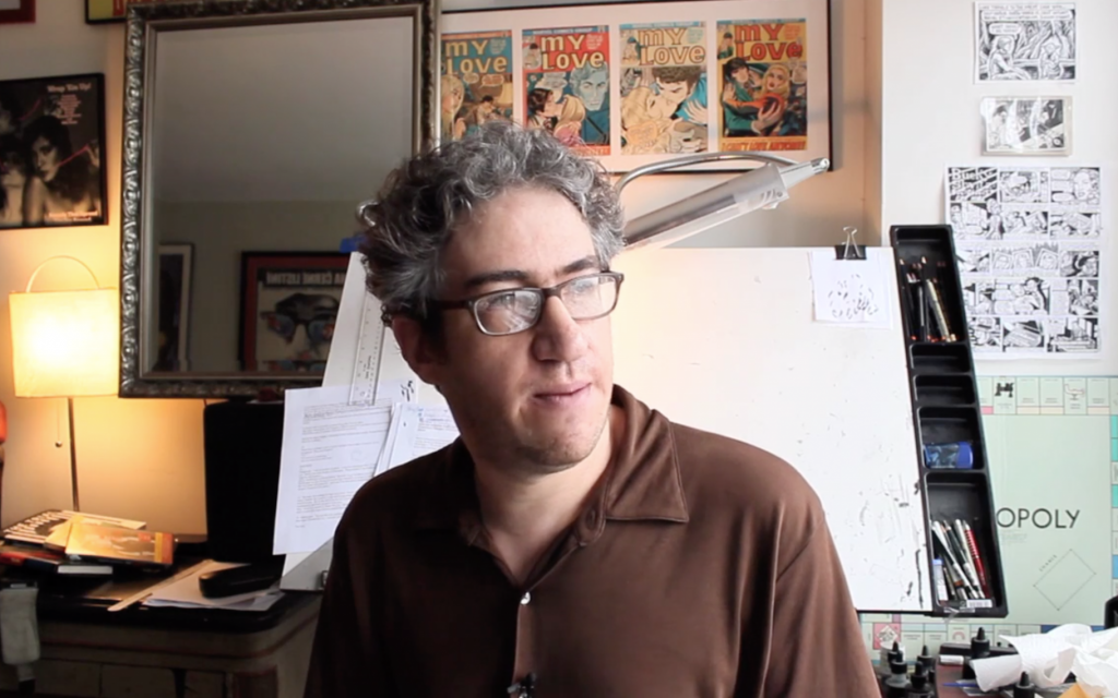 Eli Valley, a Jewish cartoonist whose work has long taken aim at Jewish leaders and institutions, has broadeded his scope during the Trump era. (Screenshot from Vimeo via JTA)