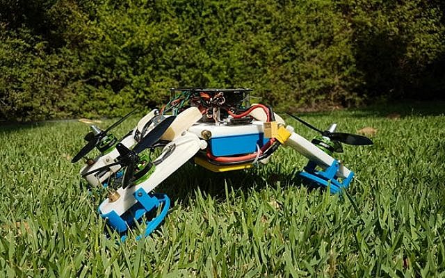 Researchers at Ben-Gurion University of the Negev have developed a hybrid robot that can fly and drive and squeeze into tight spaces using the same motor (Courtesy)