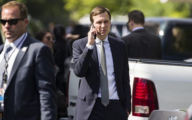 White House senior adviser Jared Kushner talks on the phone as he arrives back at the White House, June 19, 2019. (AP/Alex Brandon)