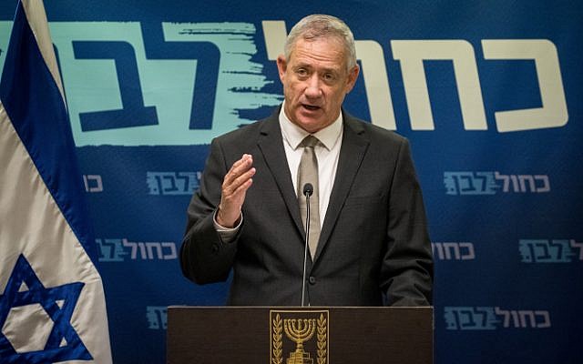 Blue and White party leader Benny Gantz at the Knesset, June 3, 2019. (Yonatan Sindel/Flash90)