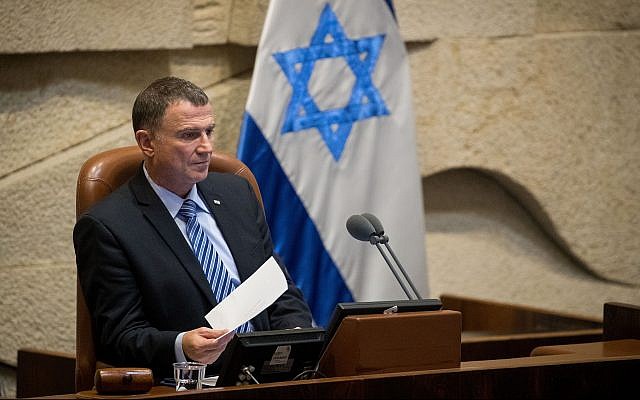 Knesset Speaker Yuli Edelstein presides over a Knesset plenum session, on June 12, 2019. (Yonatan Sindel/Flash90)