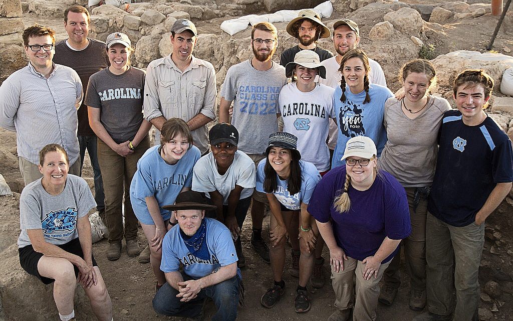 The 2019 crew for the continuing excavations at Huqoq, led by UNC-Chapel Hill Prof. Jodi Magness (far left, seated). (Jim Haberman, Courtesy: UNC-Chapel Hill)