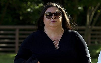 Lee Elbaz arrives at federal court in her trial in Greenbelt, Md., Tuesday July 16, 2019. (AP Photo/Jose Luis Magana)