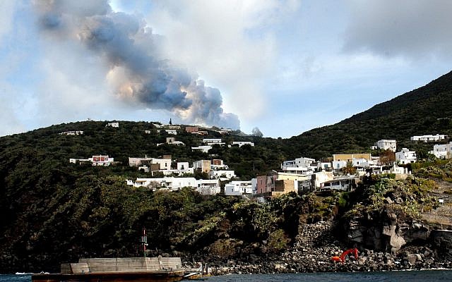 Smoke rises from the Stromboli island during an eruptive activity of the volcano off the Sicilian coast of Messina, southern Italy on Feb. 28, 2007. (AP Photo/Francesco Saya)