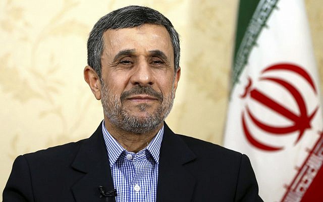 Former Iranian president Mahmoud Ahmadinejad, pictured at his office in Tehran, in April 2017. (AP Photo/Ebrahim Noroozi, File)