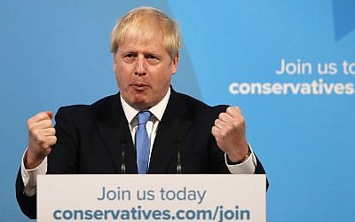 Boris Johnson speaks after being announced as the new leader of the Conservative Party in London, July 23, 2019 (AP Photo/Frank Augstein)