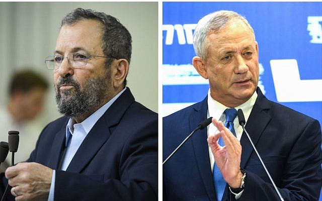 Compilation: Ehud Barak, left, and Blue White leader Benny Gantz (Flash90)