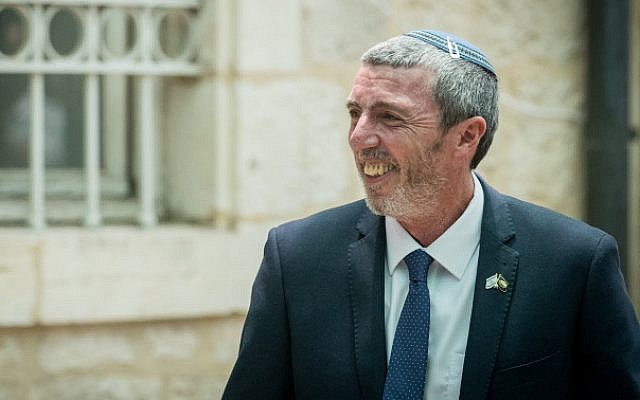 Education Minister Rafi Peretz at the Education Ministry in Jerusalem, on June 26, 2019. (Yonatan Sindel/Flash90)