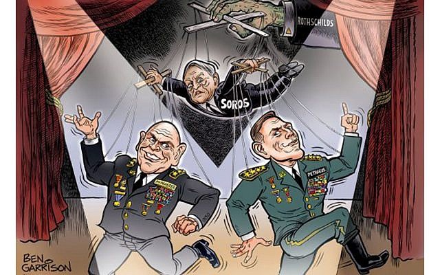 Illustrative: An anti-Semitic cartoon drawn by artist Ben Garrison depicting US government officials as puppets of George Soros and the Rothschilds. (Ben Garrison)