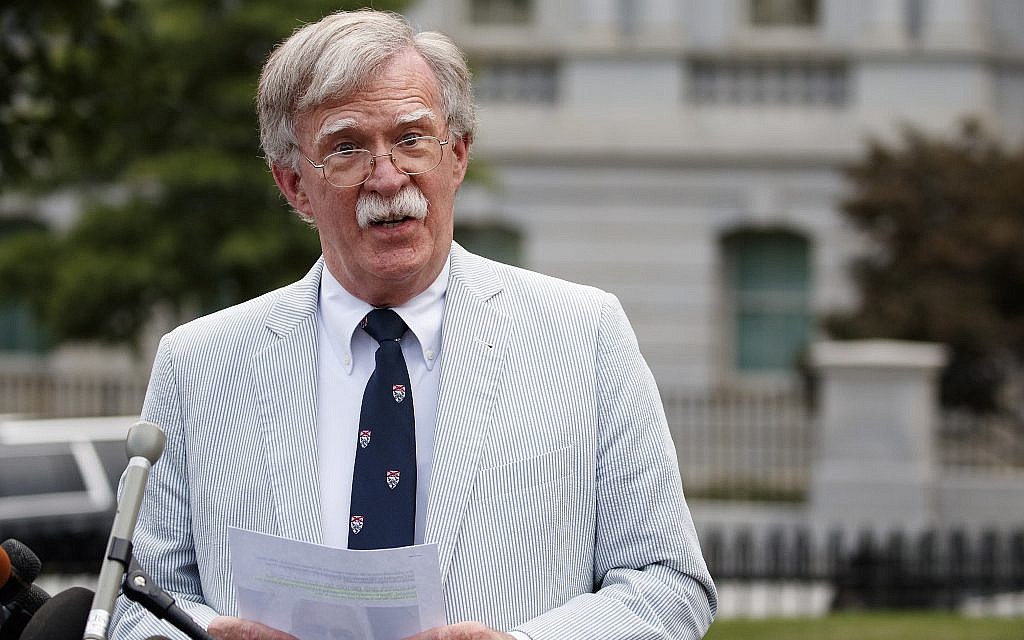US National Security Adviser John Bolton speaks to media at the White House in Washington, July 31, 2019. (AP Photo/Carolyn Kaster)