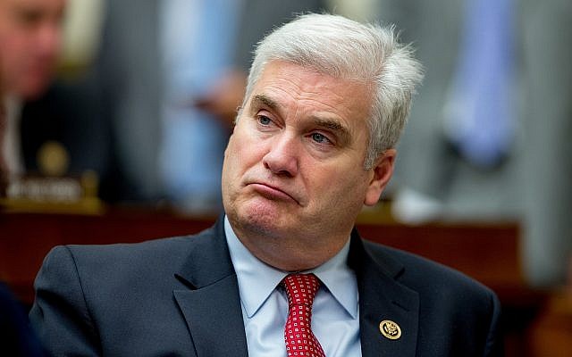 Rep. Tom Emmer, R-Minn., as Treasury Secretary Jacob Lew testifies on Capitol Hill in Washington, Wednesday, June 17, 2015, before a House Financial Services committee hearing on the annual report of the Financial Stability Oversight Council. (AP Photo/Andrew Harnik)